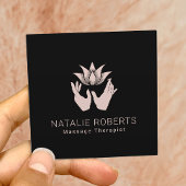 Massagetherapie Handen en Lotus Flower Spa Vierkante Visitekaartje