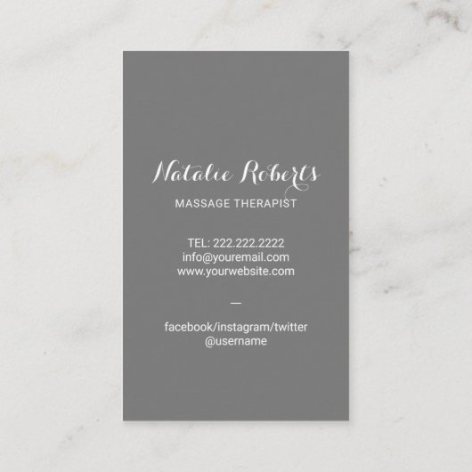 Massagetherapie handen gebalanceerde Rocks Wellnes Visitekaartje (Achterkant)