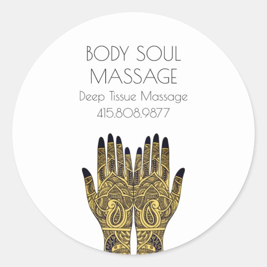Massagetherapie Handen Promotioneel Ronde Sticker (Voorkant)