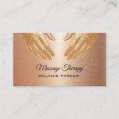 Massagetherapie handen roze goud visitekaartje (Voorkant)