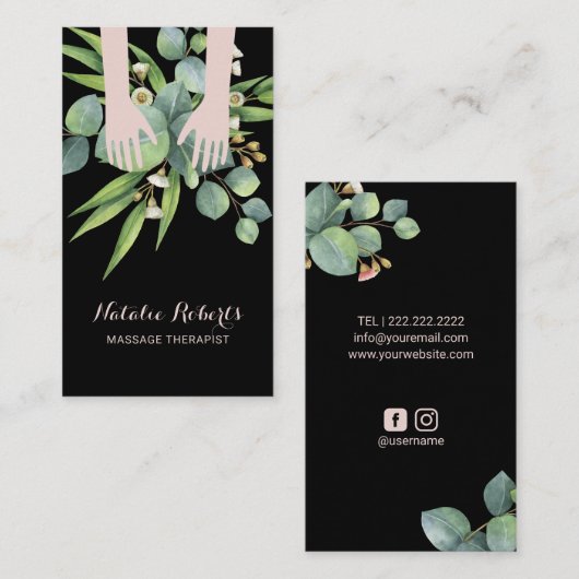 Massagetherapie Handen Spa Botanisch Visitekaartje (Voorkant / Achterkant)