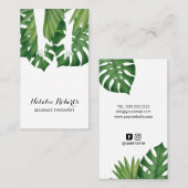 Massagetherapie Handen Tropische bladeren Spa Visitekaartje (Voorkant / Achterkant)