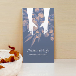 Massagetherapie Hands Blue Pink Greenery Visitekaartje