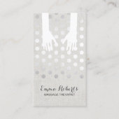 Massagetherapie Hands Silver Stippen Linen Visitekaartje (Voorkant)