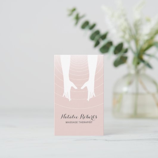 Massagetherapie Hands Spa Blush Pink Visitekaartje (Staand voorkant)