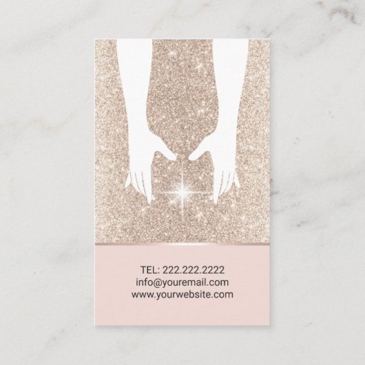 Massagetherapie Hands Spa Gold Glitter Visitekaartje (Achterkant)