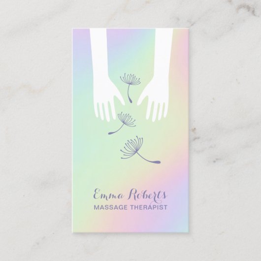 Massagetherapie Hands Spa Holographic Visitekaartje (Voorkant)