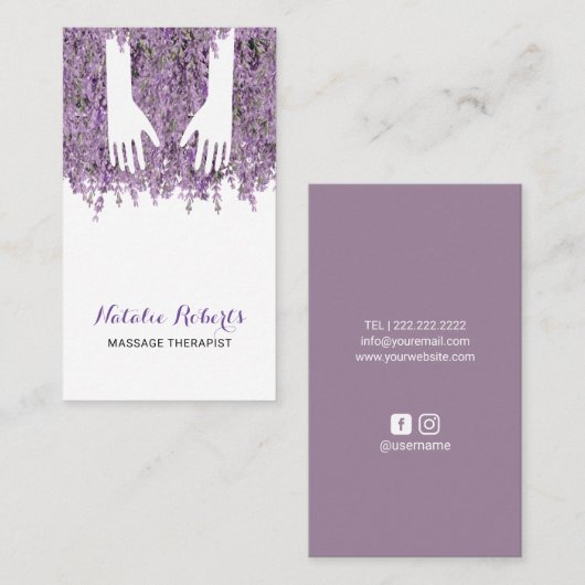 Massagetherapie Hands Spa Lavender Visitekaartje (Voorkant / Achterkant)