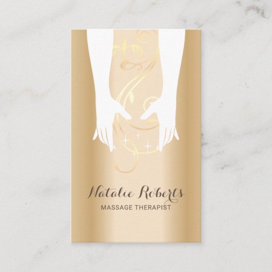 Massagetherapie Hands Spa Modern Gold Visitekaartje (Voorkant)