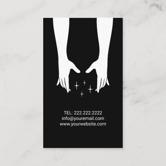 Massagetherapie Hands Wellness Plain Black Visitekaartje (Achterkant)