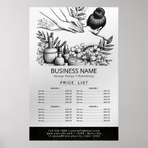 Massagetherapie Healing Hand Energy Spa Prijslijst Poster