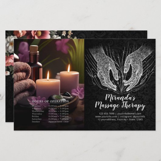 Massagetherapie Healing Handen Prijs Bifold Flyer (Voorkant / Achterkant)