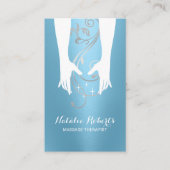 Massagetherapie Healing Handen Spa Modern Blauw Visitekaartje (Voorkant)