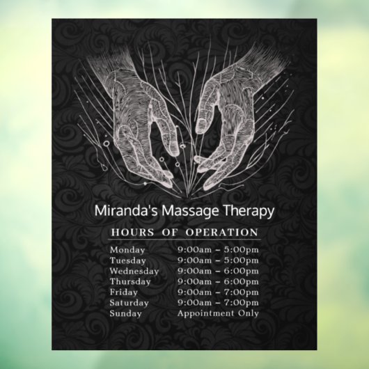 Massagetherapie Healing Hands Energie Openingsuren Raamsticker (Vel 3)