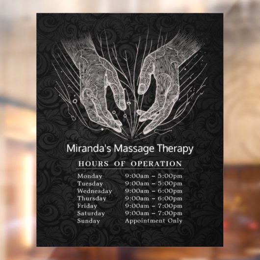 Massagetherapie Healing Hands Energie Openingsuren Raamsticker (Vel 2)