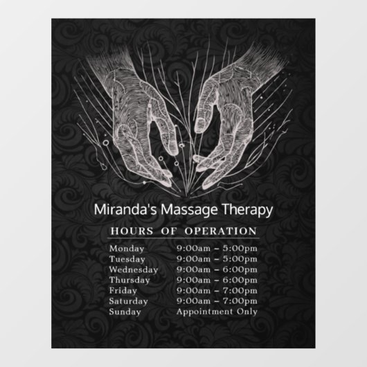 Massagetherapie Healing Hands Energie Openingsuren Raamsticker (Vel)