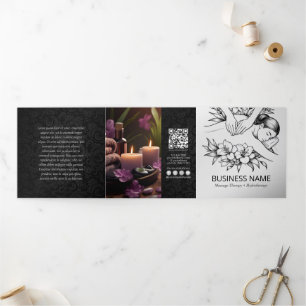 Massagetherapie Healing Hands Energy Spa Trifold Drieluik Kaart