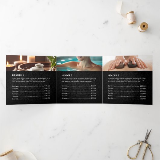 Massagetherapie Healing Hands Energy Spa Trifold Drieluik Kaart (Binnen)