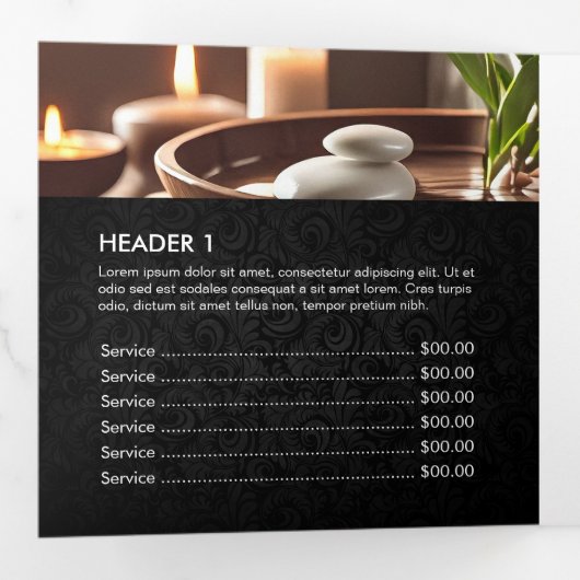 Massagetherapie Healing Hands Energy Spa Trifold Drieluik Kaart (Binnenzijde eerst)