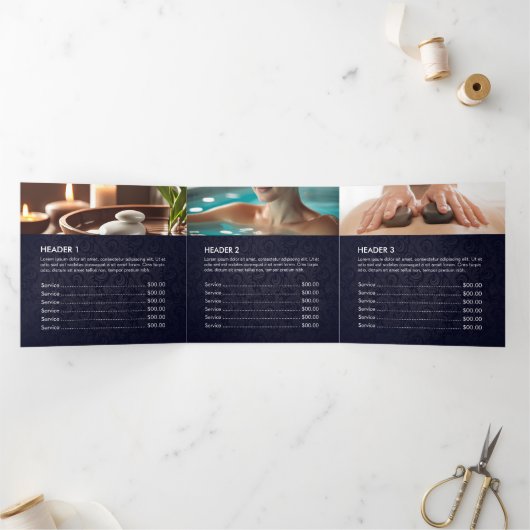 Massagetherapie Healing Hands Energy Spa Trifold Drieluik Kaart (Binnen)