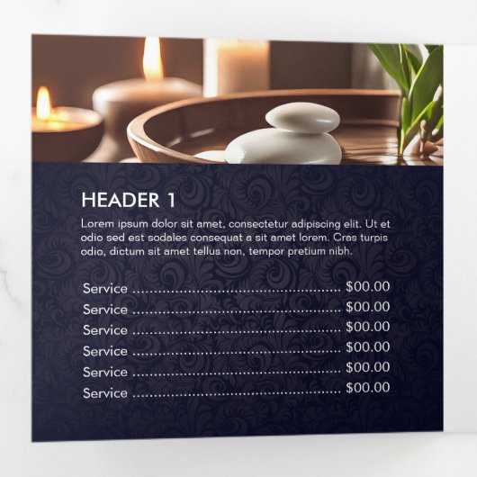 Massagetherapie Healing Hands Energy Spa Trifold Drieluik Kaart (Binnenzijde eerst)