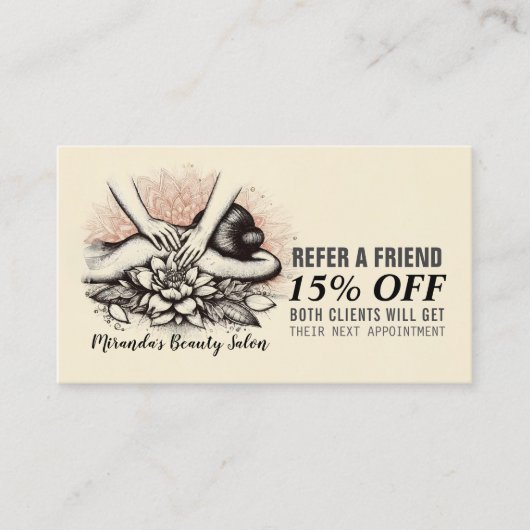 Massagetherapie Healing Hands Energy Spa Wellness Aanbevelingskaartje (Voorkant)