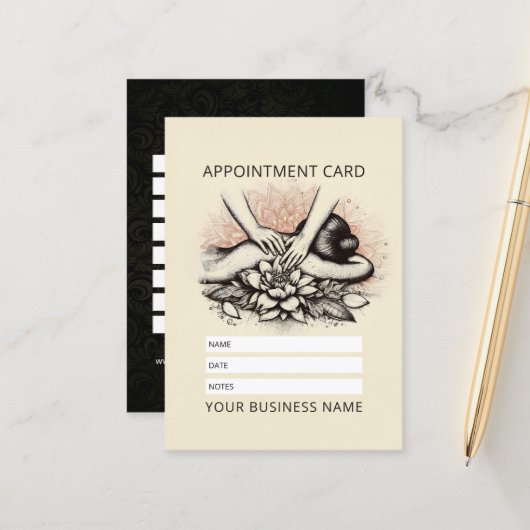 Massagetherapie Healing Hands Energy Spa Wellness Afsprakenkaartje (Voorkant / Achterkant in situ)