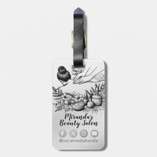 Massagetherapie Healing Hands Energy Spa Wellness Bagagelabel (Achterkant verticaal)