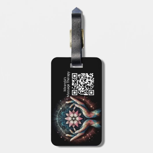 Massagetherapie Healing Hands Energy Spa Wellness Bagagelabel (Achterkant verticaal)