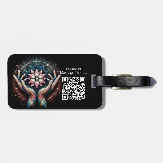 Massagetherapie Healing Hands Energy Spa Wellness Bagagelabel (Achterkant horizontaal)