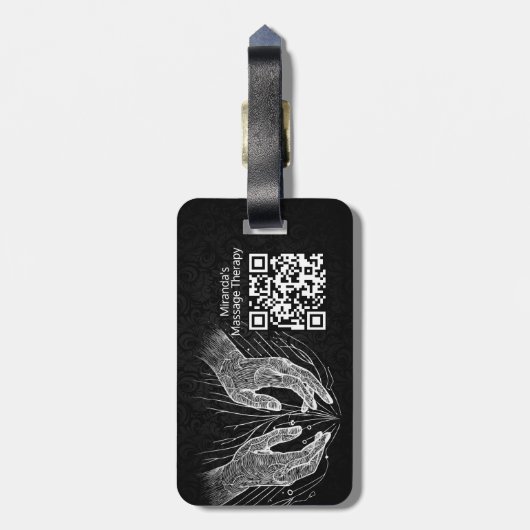 Massagetherapie Healing Hands Energy Spa Wellness Bagagelabel (Achterkant verticaal)