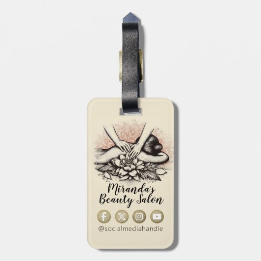 Massagetherapie Healing Hands Energy Spa Wellness Bagagelabel (Achterkant verticaal)