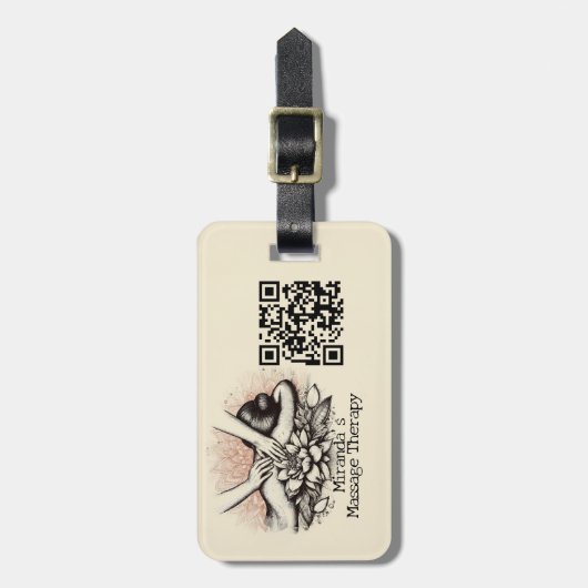Massagetherapie Healing Hands Energy Spa Wellness Bagagelabel (Voorkant verticaal)