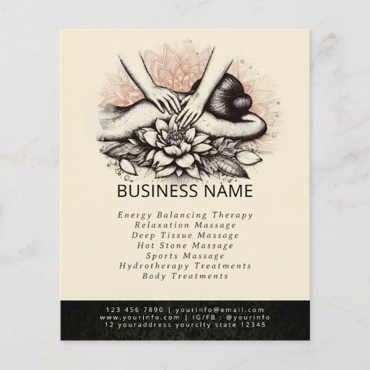 Massagetherapie Healing Hands Energy Spa Wellness Flyer (Voorkant)