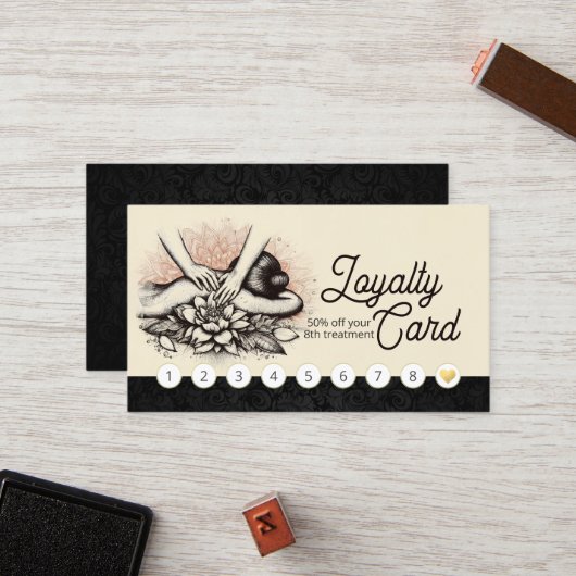 Massagetherapie Healing Hands Energy Spa Wellness Klantenkaartje (Voorkant / Achterkant in situ)