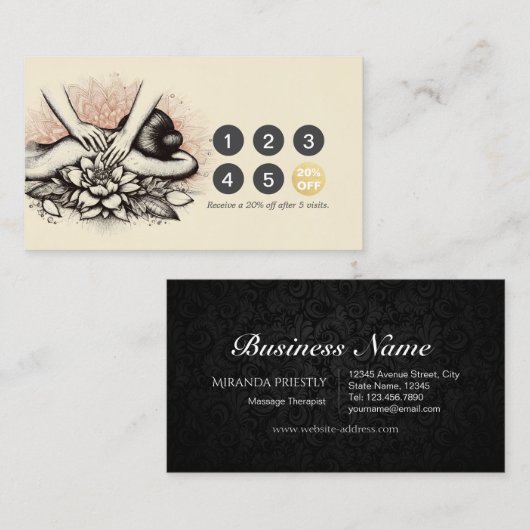 Massagetherapie Healing Hands Energy Spa Wellness Klantenkaartje (Voorkant / Achterkant)