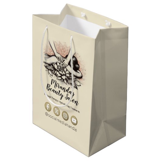 Massagetherapie Healing Hands Energy Spa Wellness Medium Cadeauzakje (Achterkant Gekanteld)
