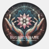 Massagetherapie Healing Hands Energy Spa Wellness Ronde Sticker (Voorkant)