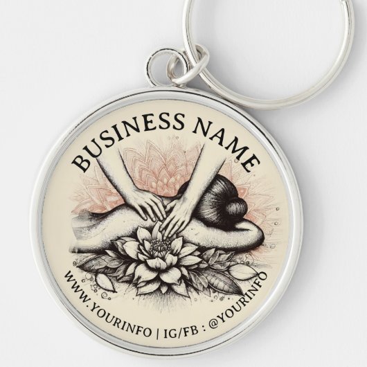 Massagetherapie Healing Hands Energy Spa Wellness Sleutelhanger (Voorkant)