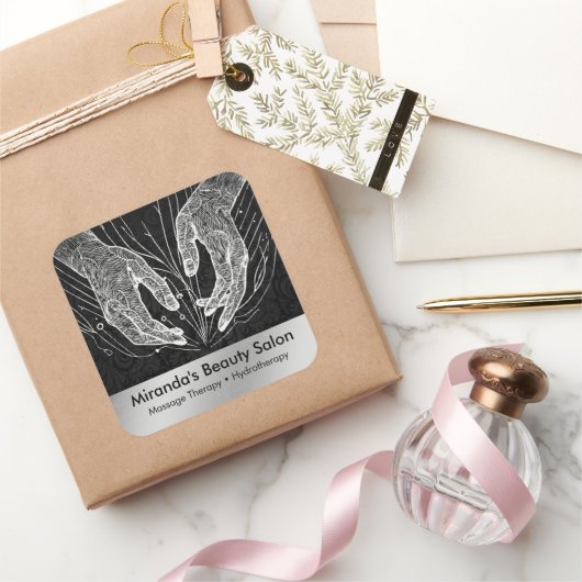 Massagetherapie Healing Hands Energy Spa Wellness Vierkante Sticker (Geschenken)