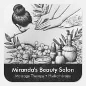 Massagetherapie Healing Hands Energy Spa Wellness Vierkante Sticker (Voorkant)