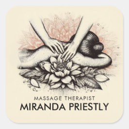 Massagetherapie Healing Hands Energy Spa Wellness Vierkante Sticker