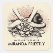 Massagetherapie Healing Hands Energy Spa Wellness Vierkante Sticker (Voorkant)
