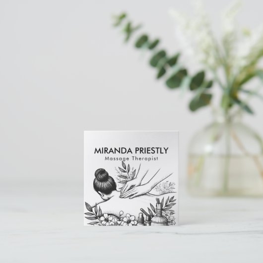 Massagetherapie Healing Hands Energy Spa Wellness Vierkante Visitekaartje (Staand voorkant)