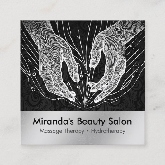 Massagetherapie Healing Hands Energy Spa Wellness Vierkante Visitekaartje (Voorkant)