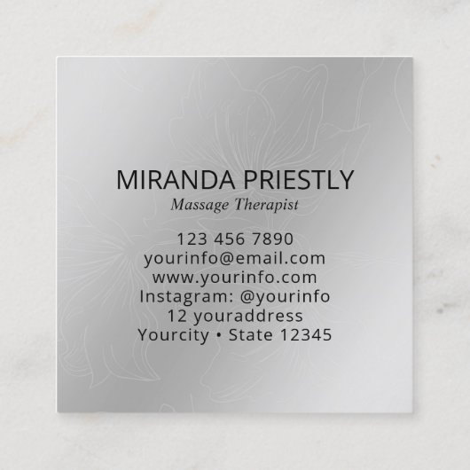 Massagetherapie Healing Hands Energy Spa Wellness Vierkante Visitekaartje (Achterkant)
