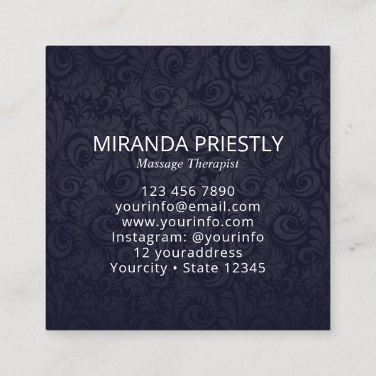 Massagetherapie Healing Hands Energy Spa Wellness Vierkante Visitekaartje (Achterkant)