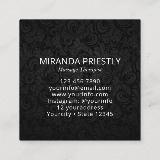 Massagetherapie Healing Hands Energy Spa Wellness Vierkante Visitekaartje (Achterkant)