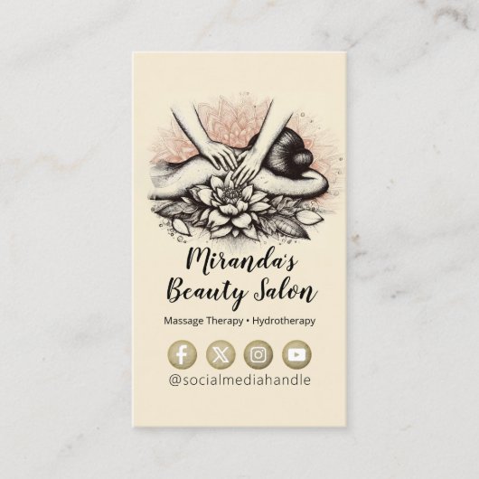 Massagetherapie Healing Hands Energy Spa Wellness Visitekaartje (Voorkant)