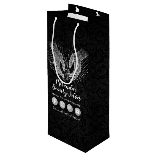 Massagetherapie Healing Hands Energy Spa Wellness Wijn Cadeautas (Achterkant Gekanteld)